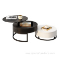 Round Nesting Luxury Gold Wood Coffee Tables